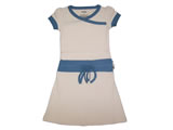 organic kimono dress - natural - blue trim