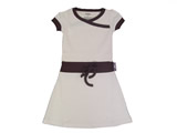 organic kimono dress - natural - brown trim