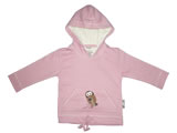 organic hoodie - morepork - pink nectar