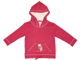 organic hoodie - morepork - red bud