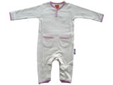 organic playsuit - natural - pink trim